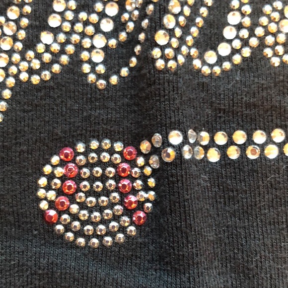 Bella girl black cap sleeve tee with Cooperstown and baseball in sparkly gems - Picture 6 of 7